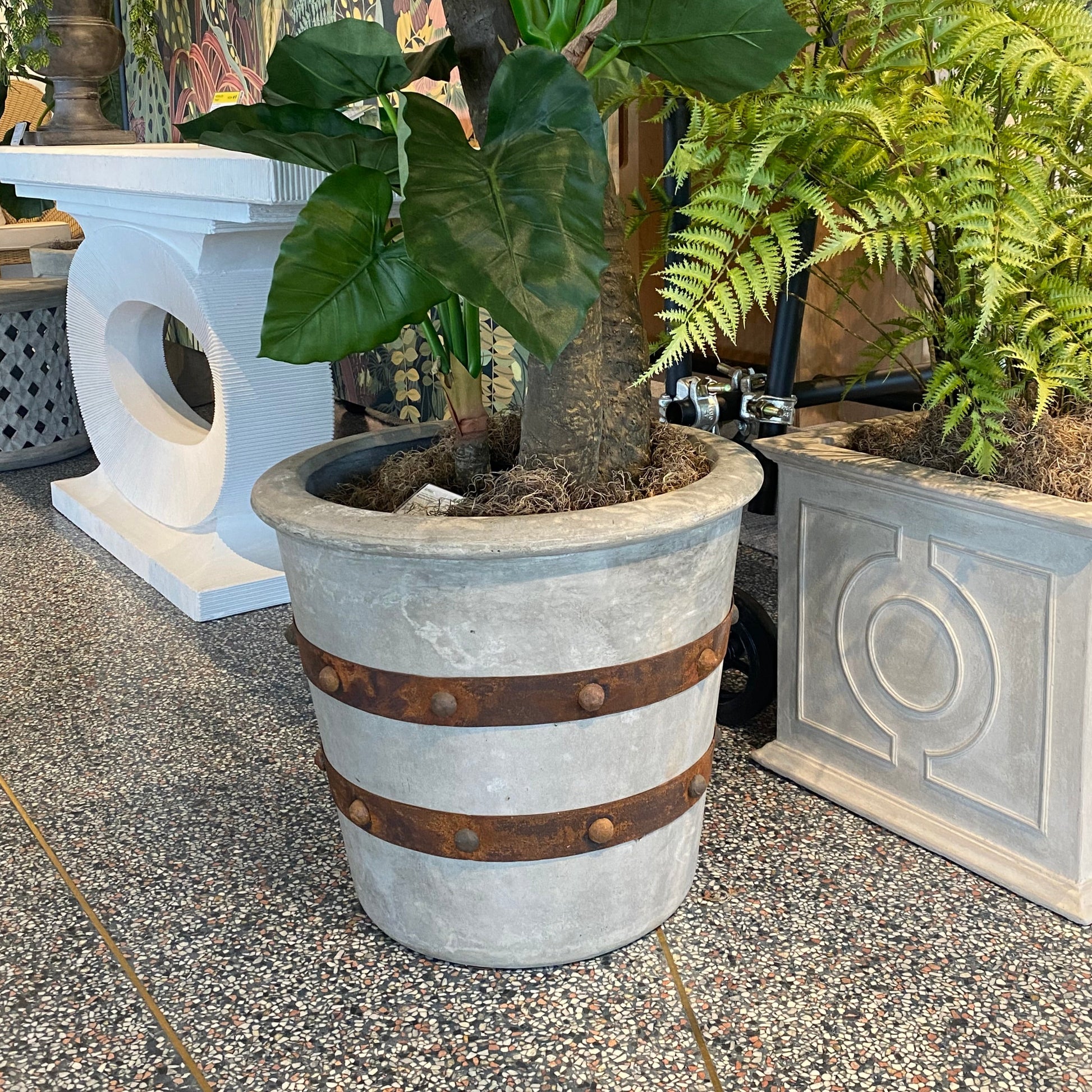 small grey outdoor plant pots Made Goods Rorike Planter Light Gray Reconstituted Stone – CLAYTON GRAY HOME