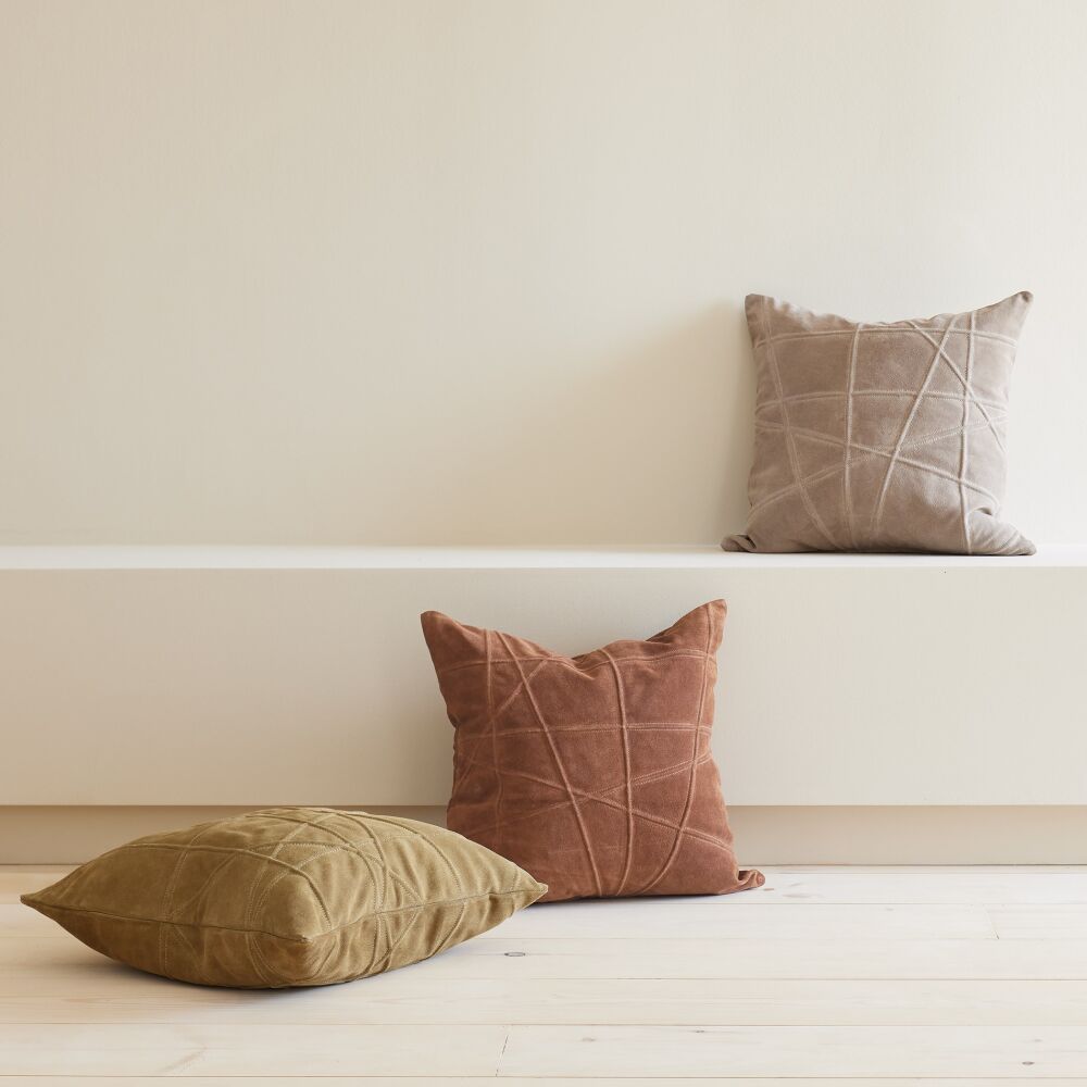 Crossroads Pillow Camel Suede