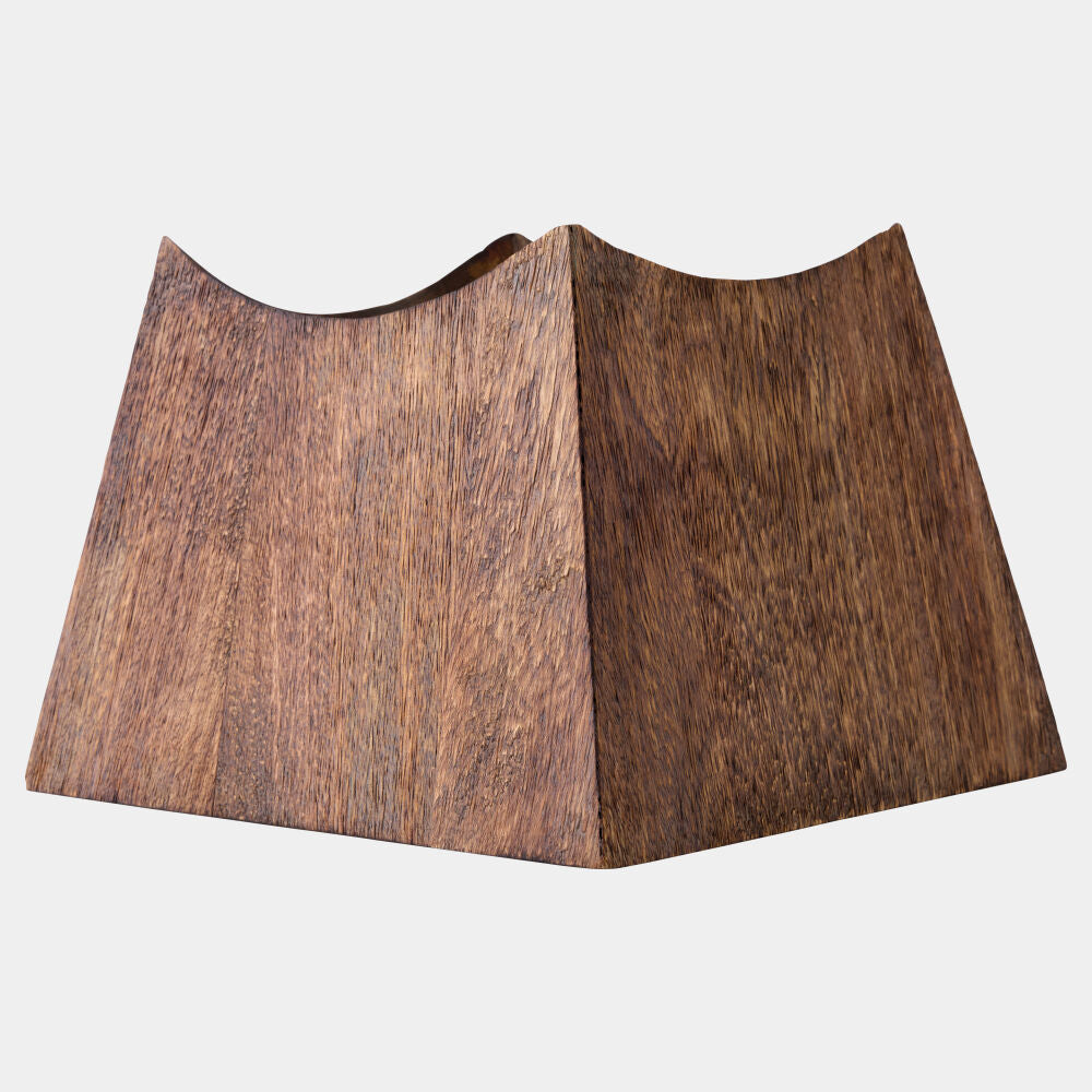 A single wooden panel or decorative board with a wavy top edge and visible wood grain, shown on a plain light gray background.