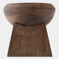 Wooden stool with a bowl-like top on a white background
