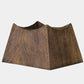 A dark brown wooden planter with a wavy, tiered design and visible wood grain texture, shown against a plain light gray background.