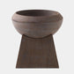 Wooden bowl on a wooden stand with a white background