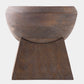 Wooden stool with a round seat and square base on a white background