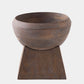 Wooden bowl with a pedestal base on a white background