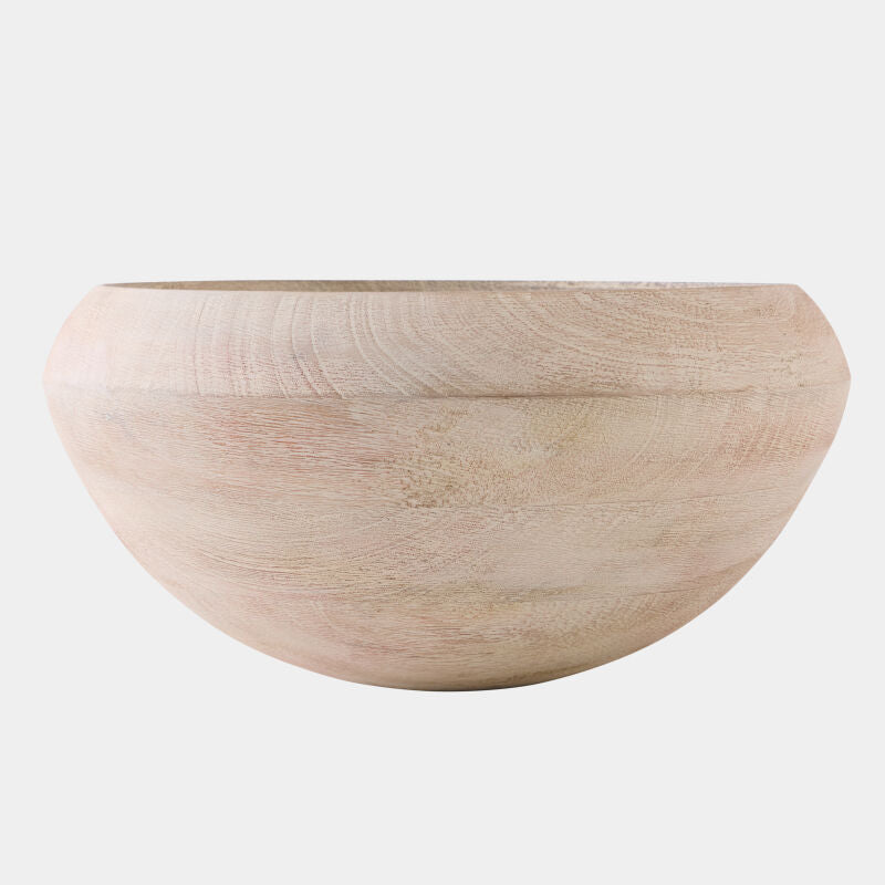 Wooden bowl on a white background