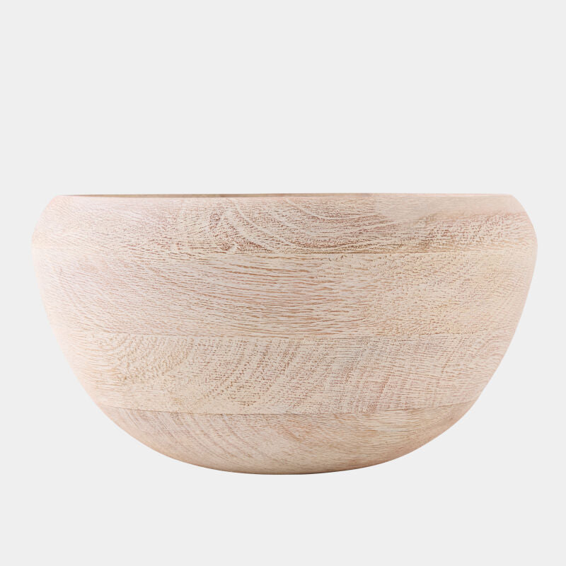 Wooden bowl on a white background