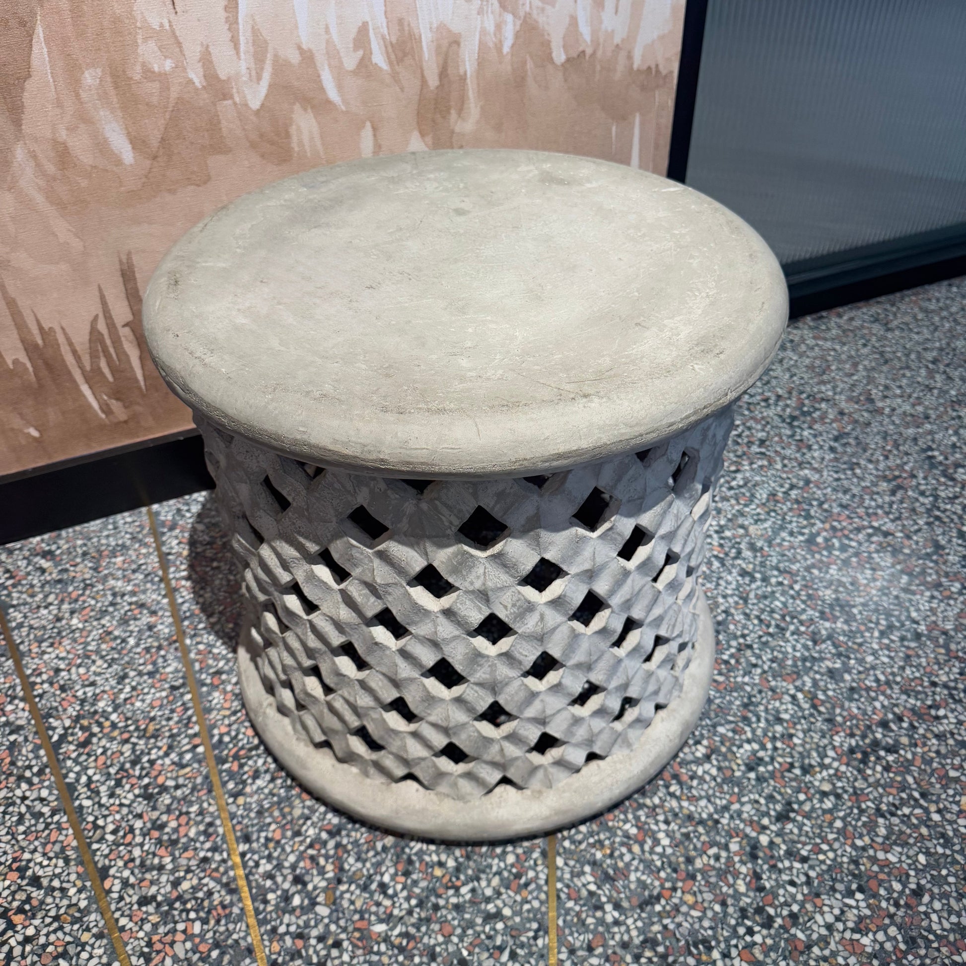 light gray reinforced stone stool