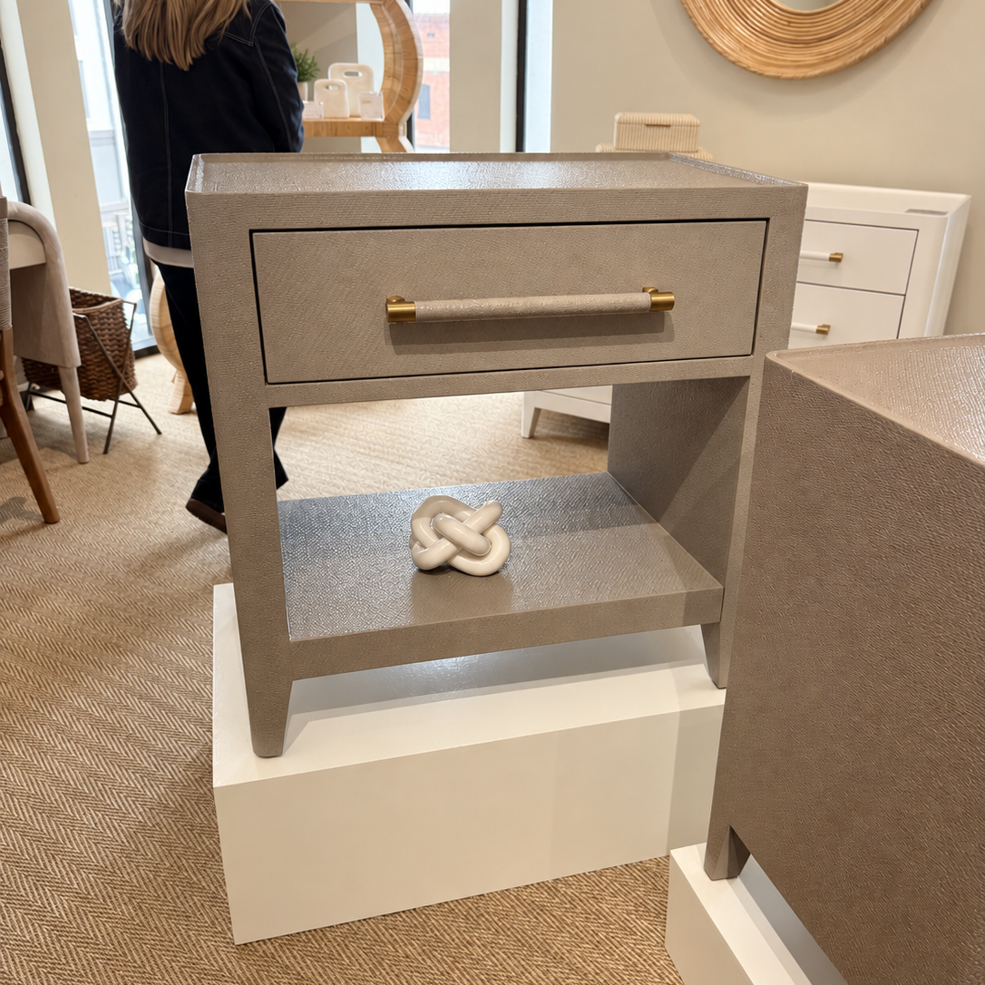Fergus Double Nightstand Dove Gray Raffia