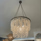 Terza Chandelier White Shell and Gold Metal