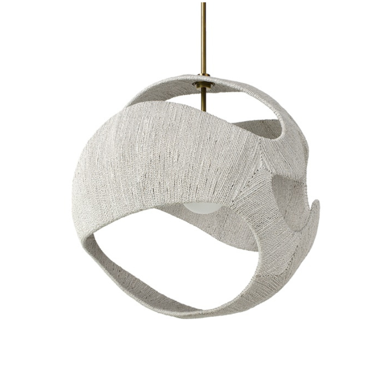 Textured pendant light with a white background