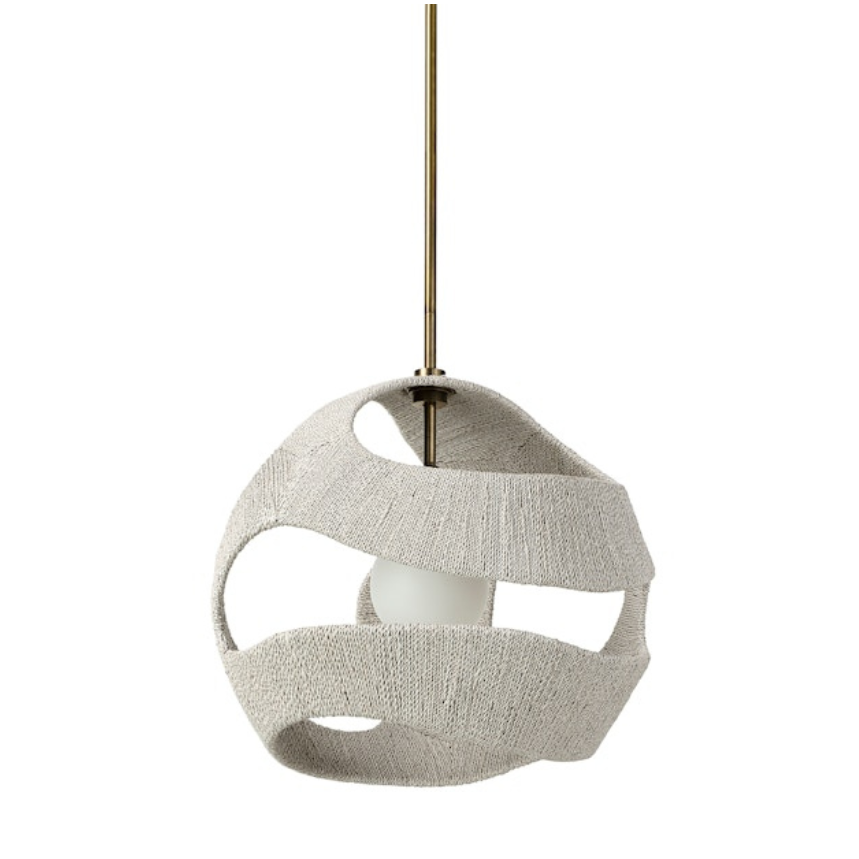 Textured pendant light fixture on a white background