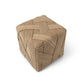 Brown woven cube ottoman on a white background