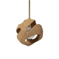 Textured pendant light with a gold fixture on a white background