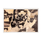 Abstract art piece with black and beige colors on a white background