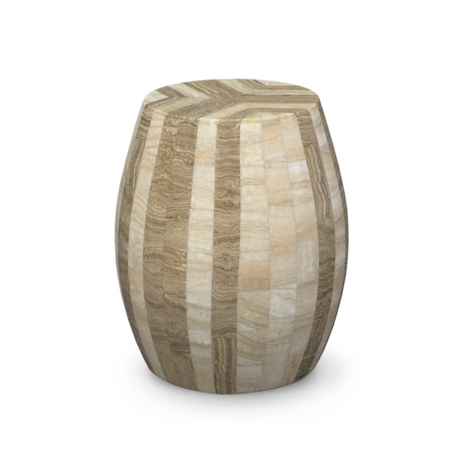 Decorative vase with a striped pattern on a white background