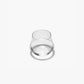 Clear glass candle holder on a white background