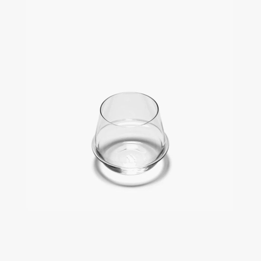 Clear glass candle holder on a white background