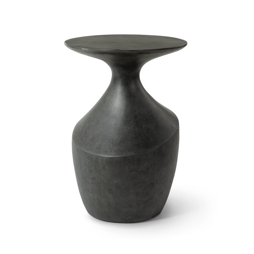 Black side table on a white background