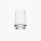 Clear glass tumbler on a white background