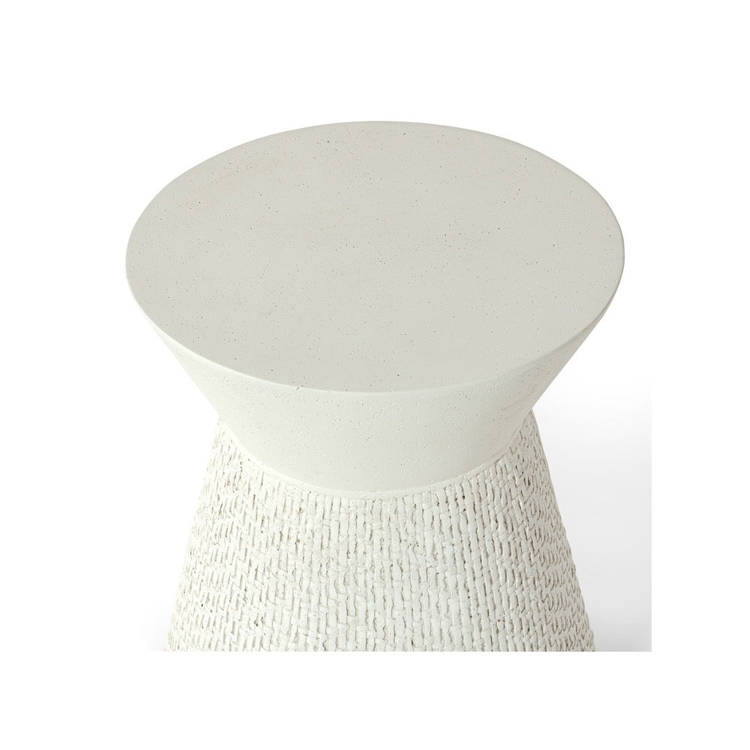 White textured stool on a white background