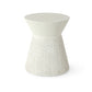 White textured side table on a white background