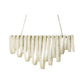Beige hanging decorative item with chain on a white background