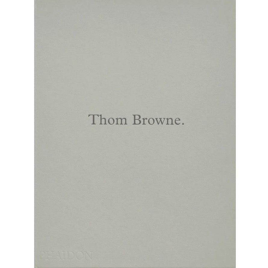 Gray card with 'Thom Browne' text on a white background