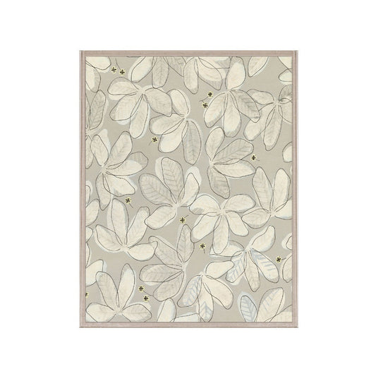 Floral patterned art print with a beige border on a white background