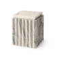 Marble-patterned cube-shaped ottoman on a white background