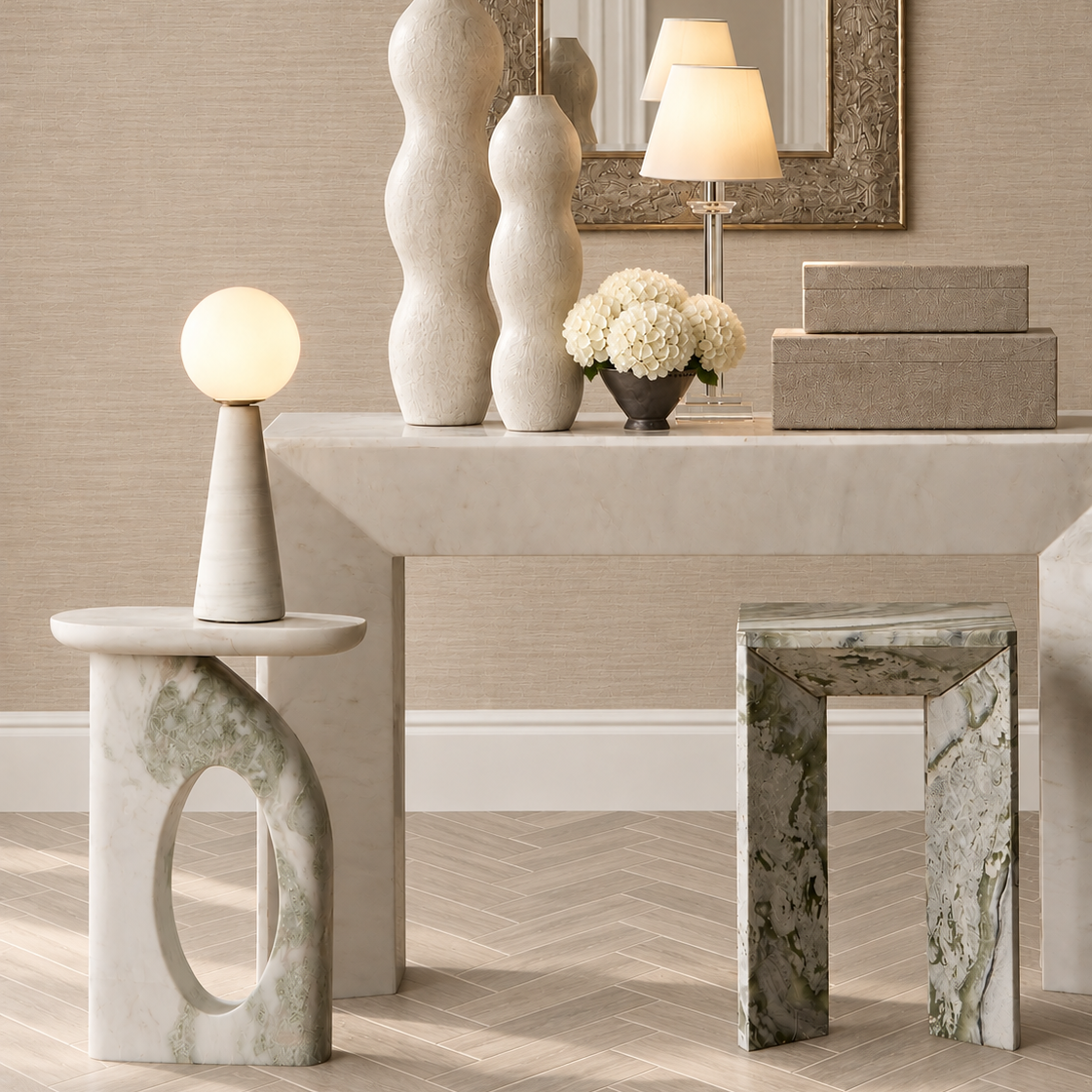 Wayfinder Cordless Table Lamp White Marble