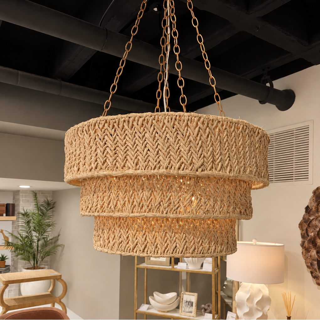 Sibyl Chandelier Natural Raffia
