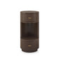 Wooden side table with two drawers on a white background