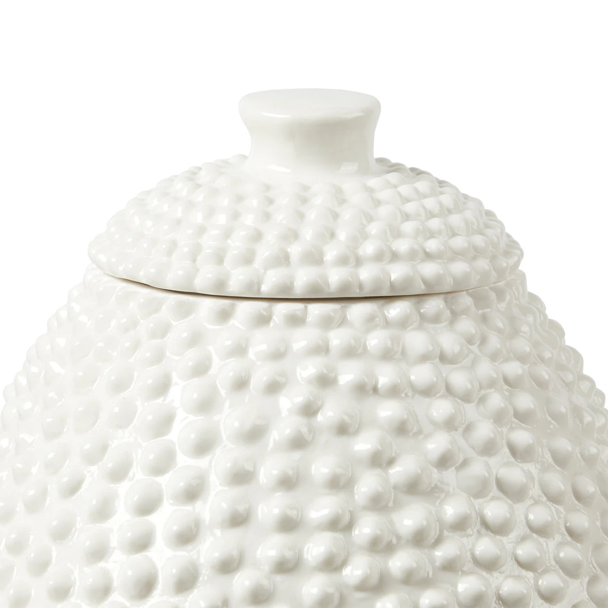  Blanc de chine ribbed patterned egg shaped white vase with a lid on a white background