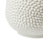 Blanc de chine ribbed patterned egg shaped white vase with a lid on a white background