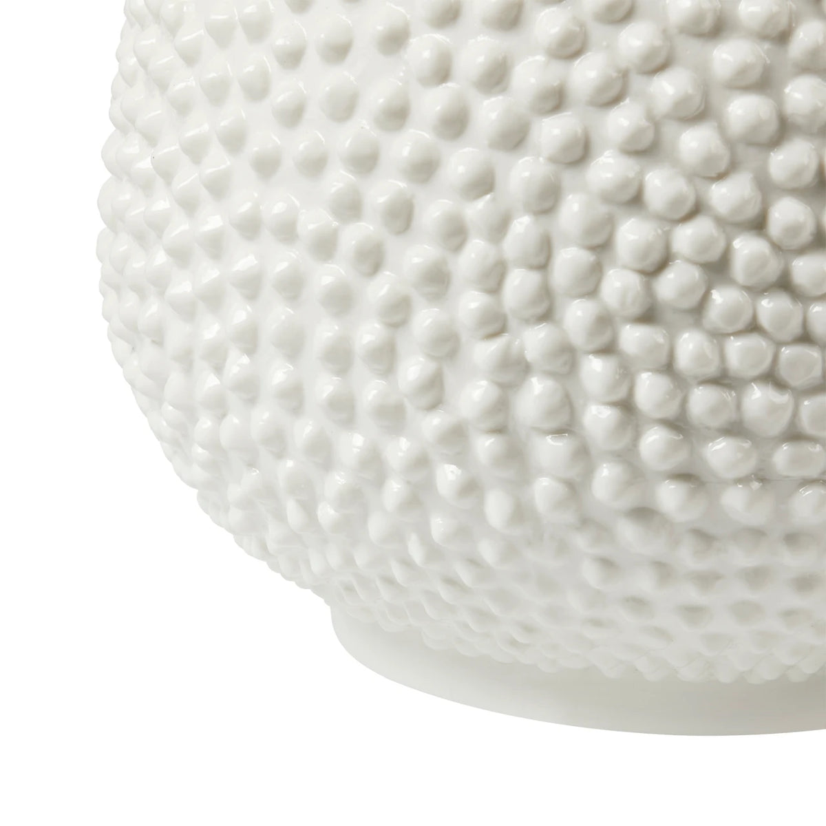  Blanc de chine ribbed patterned egg shaped white vase with a lid on a white background