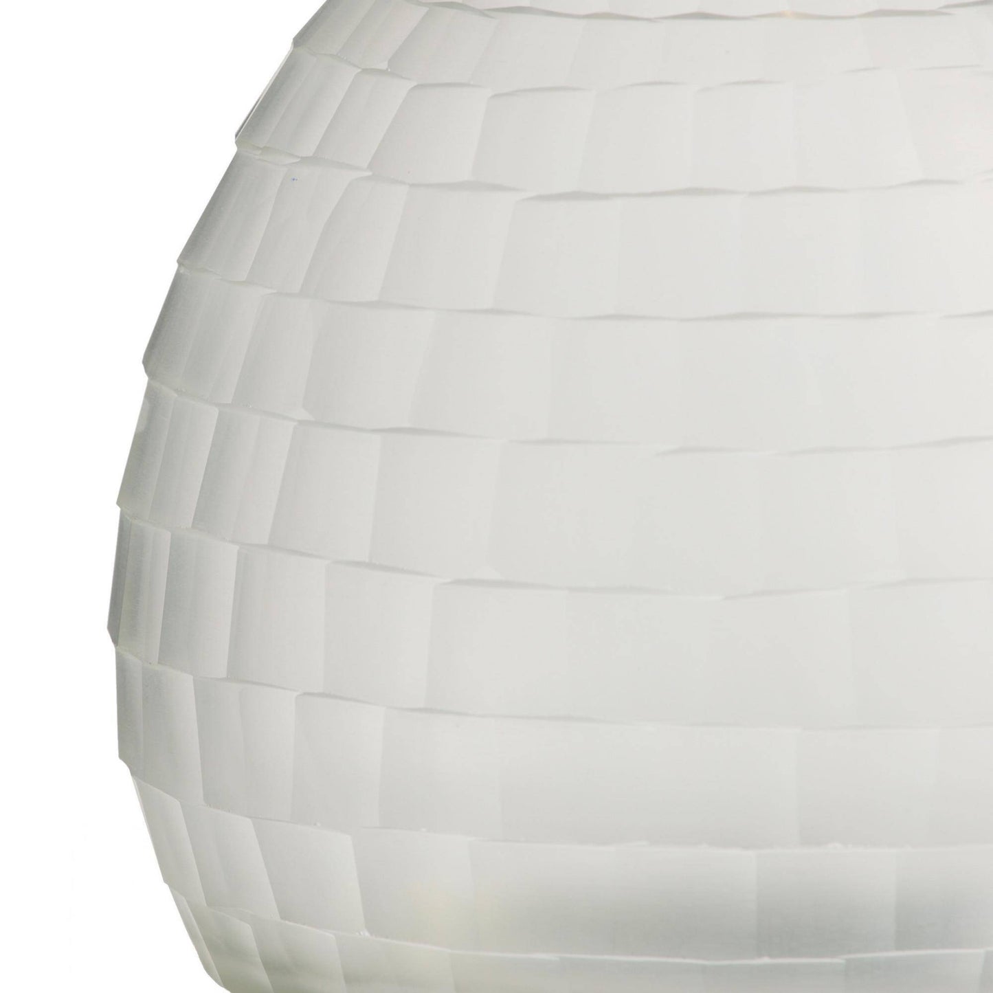Close-up of a white, layered lampshade on a white background