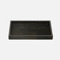 Dark wooden tray on a white background