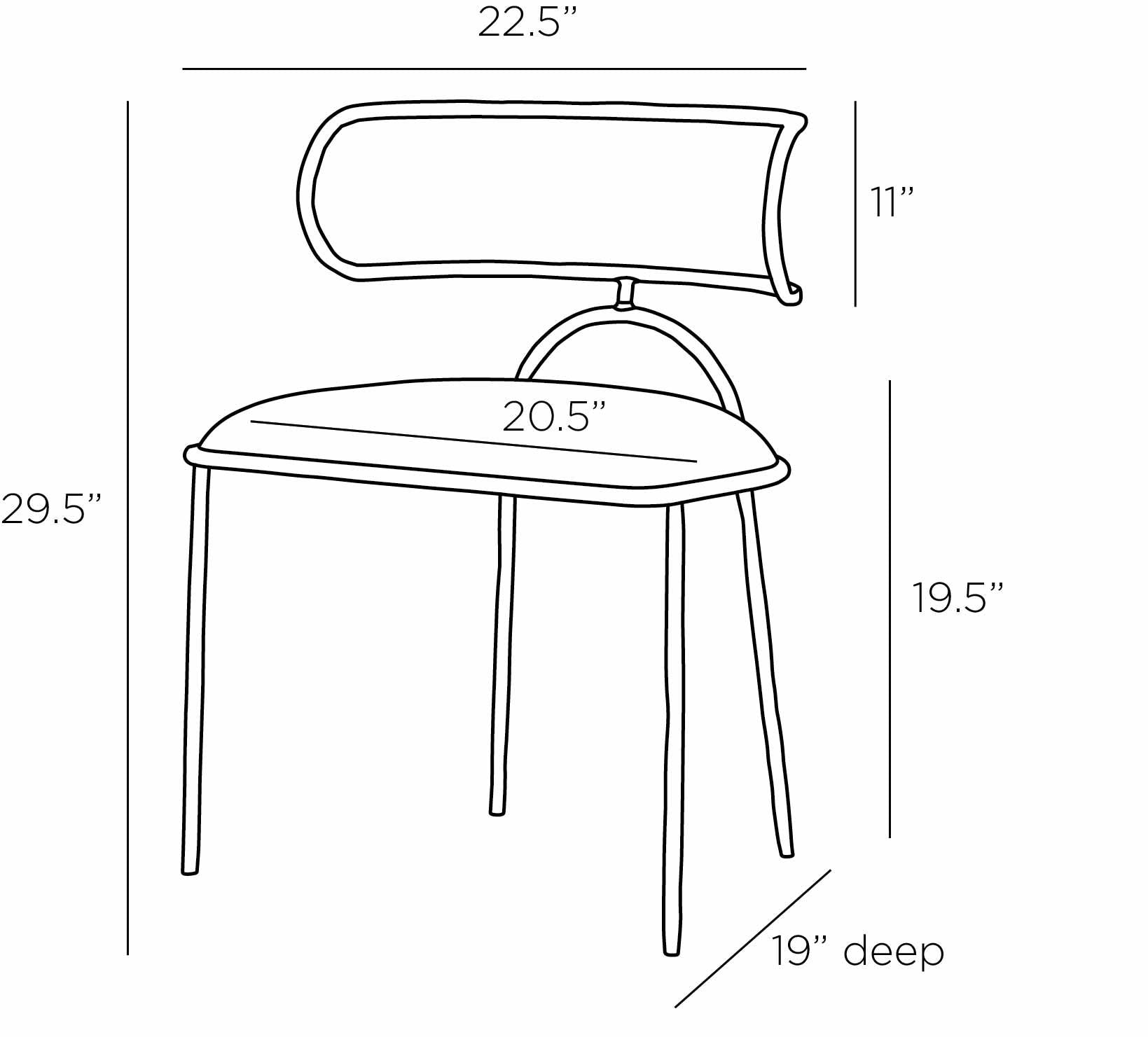 arteriors aisha dining chair diagram