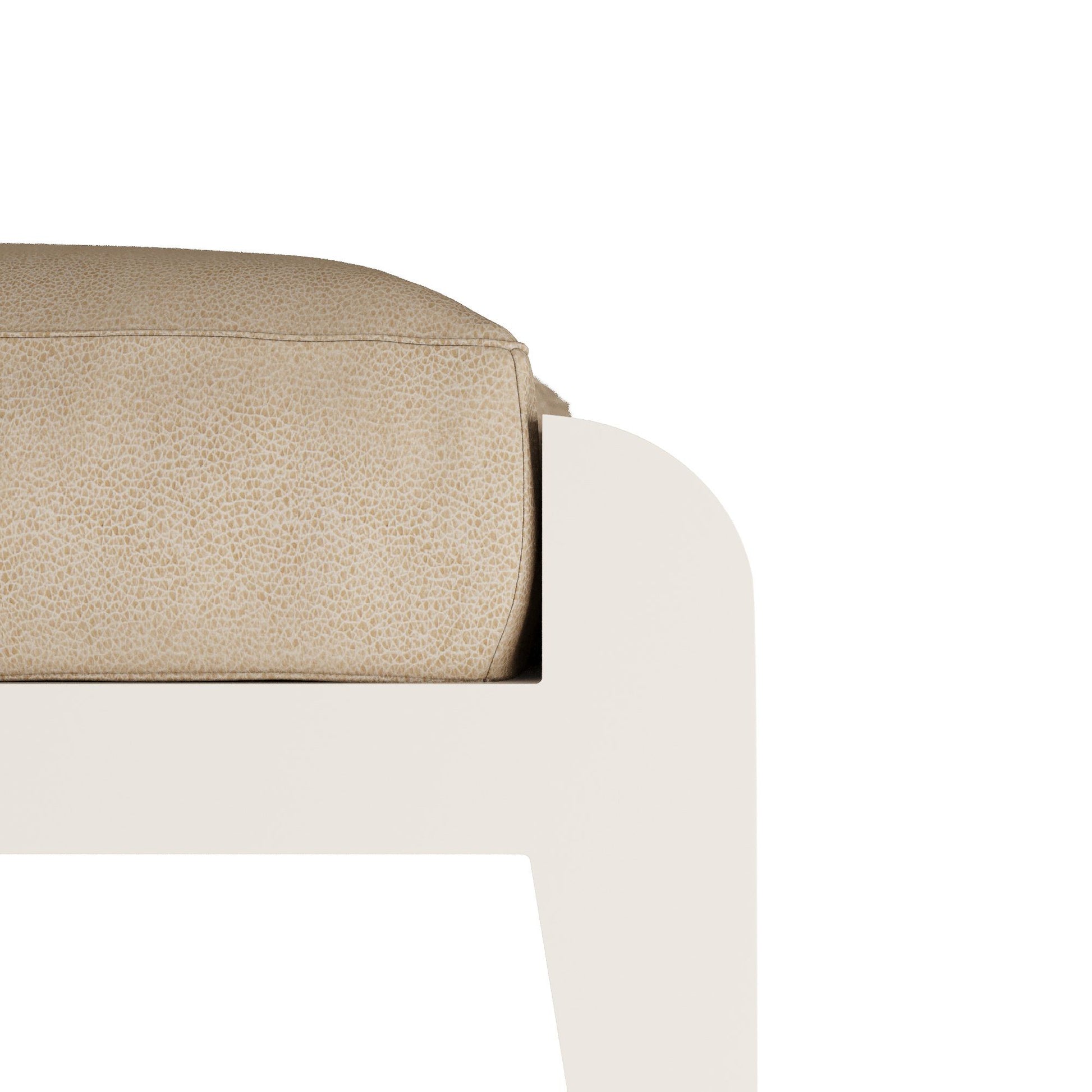 Alanna Ottoman Ivory Lacquer and Sand Leather