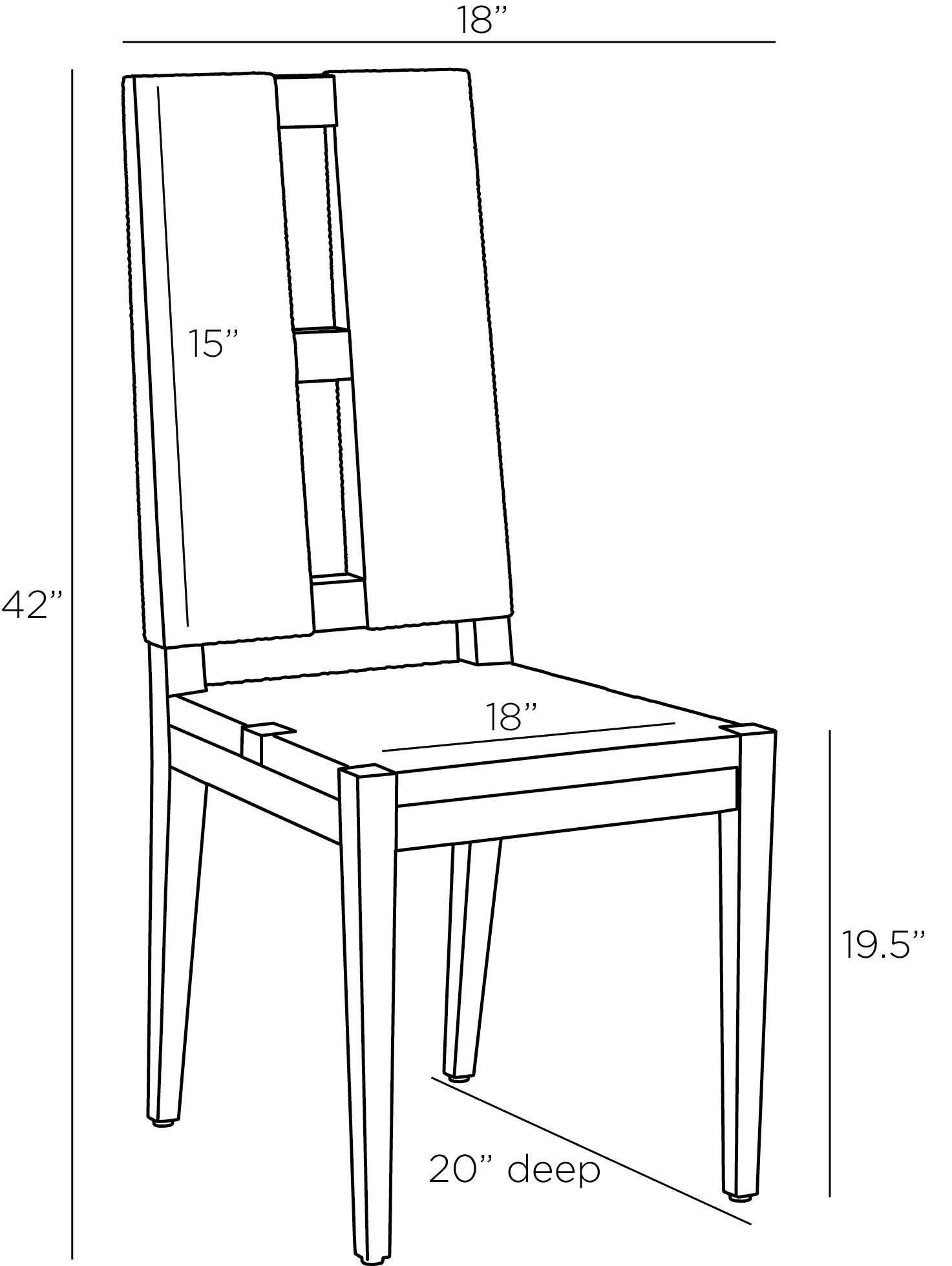arteriors antonio dining chair diagram