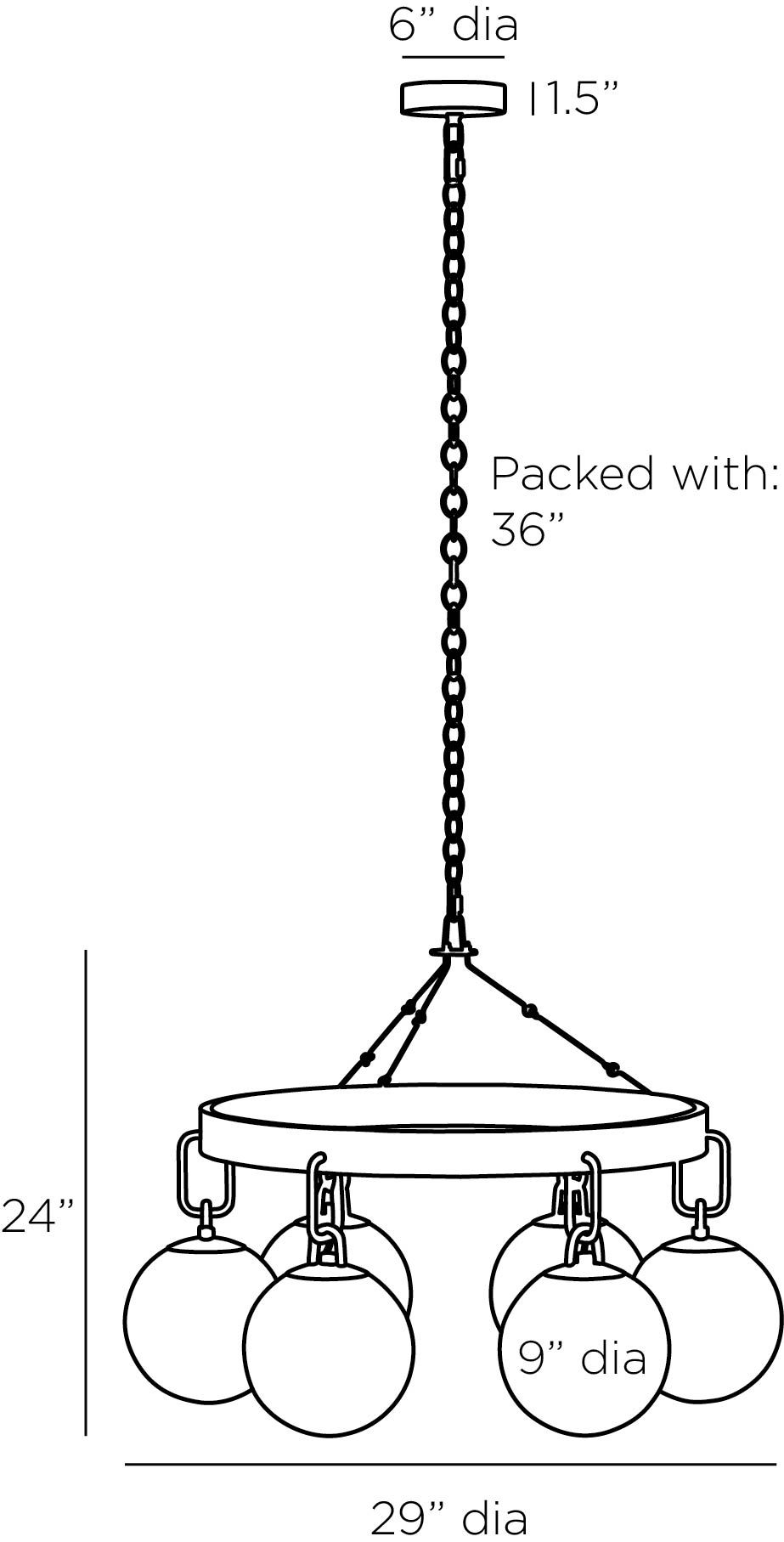 arteriors bailey chandelier diagram