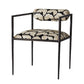 Chair with patterned seat and backrest on a white background