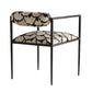 Chair with patterned cushion and metal frame on a white background