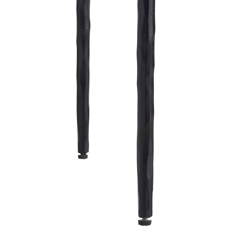Two black cylindrical objects on a white background