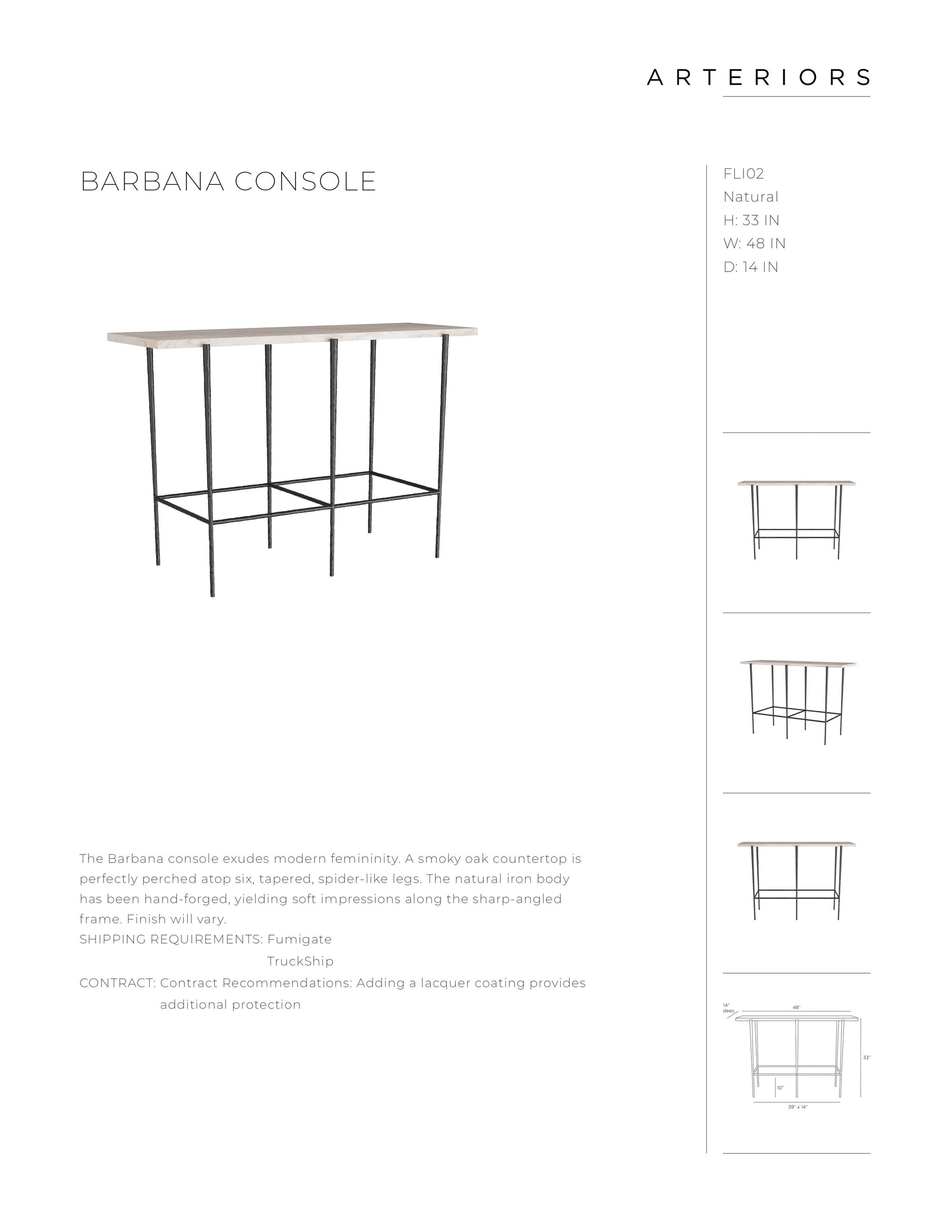 arteriors barbana console tearsheet