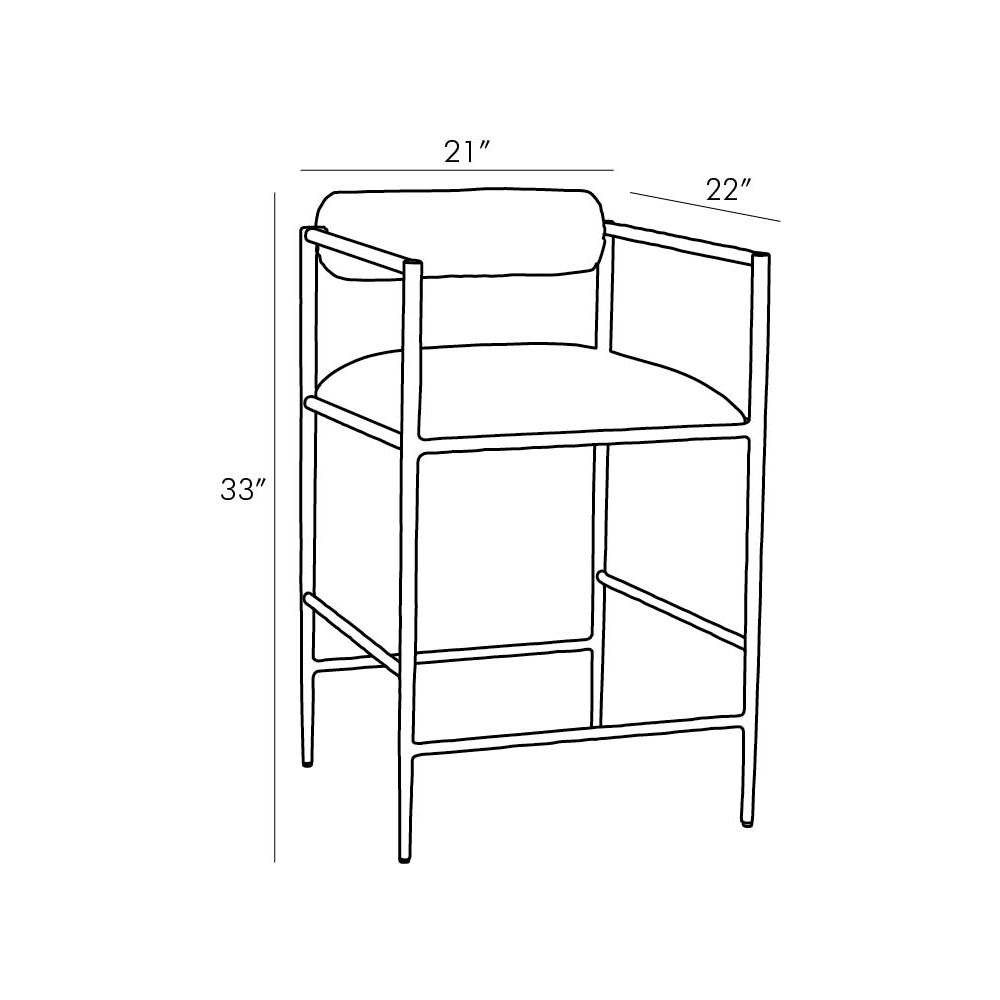 Line drawing of a chair with dimensions labeled