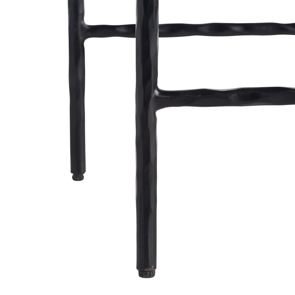 Black metal ladder on a white background