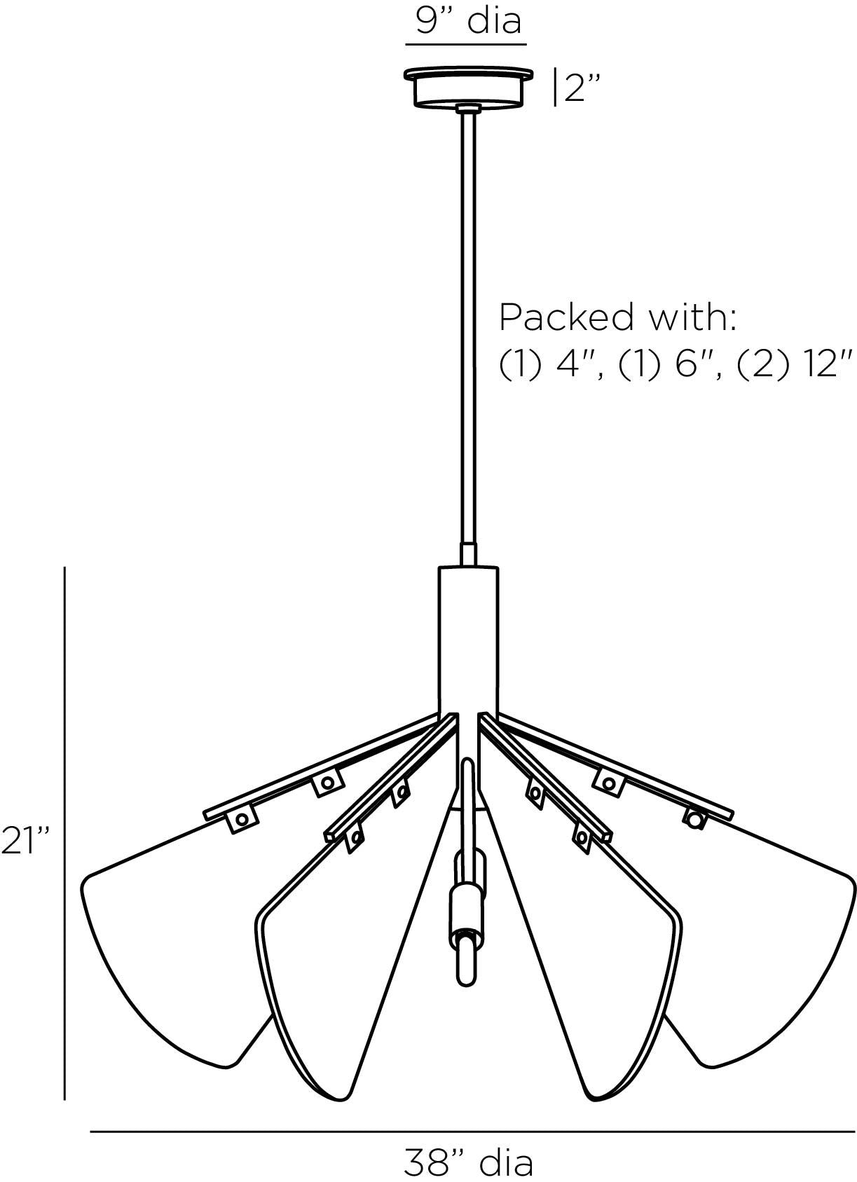 arteriors bryant chandelier diagram