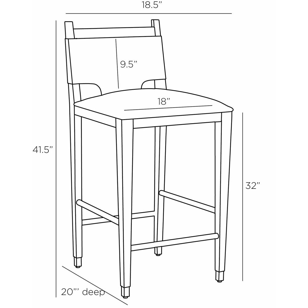 arteriors burdock bar stool graphite diagram