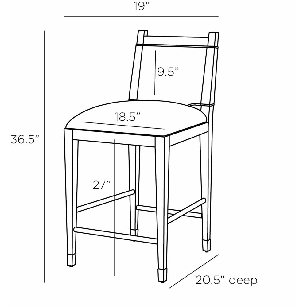 arteriors burdock counter stool ivory diagram